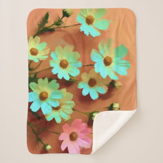 Couverture Sherpa Fleurs Zinnia Elegans (Devant)