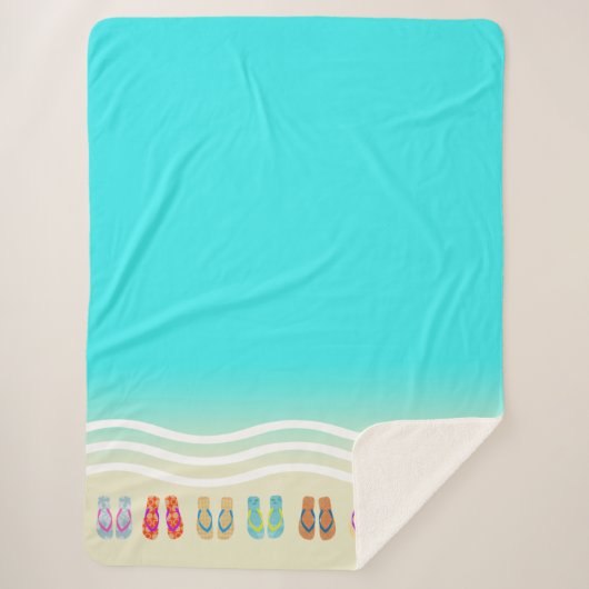 Couverture Sherpa Flip Flops Beach Waves Blue (Devant)