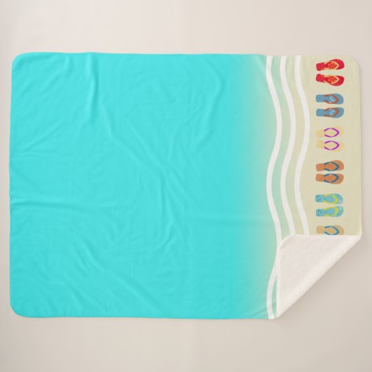 Couverture Sherpa Flip Flops Beach Waves Blue (Devant (Horizontal))