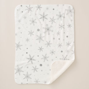 Couverture Sherpa Flocon de neige au crépuscule - Gris et blanc arg