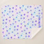Couverture Sherpa Flocon de neige Pastel rose et bleu Nom personnali (Devant (Horizontal))