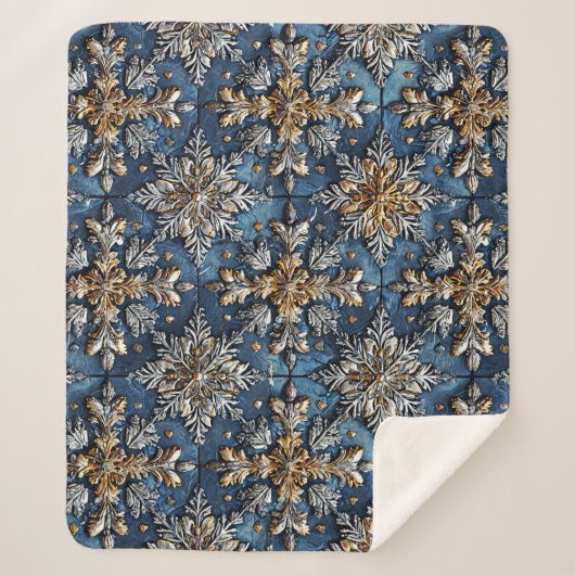 Couverture Sherpa flocons de neige 3d (Devant)