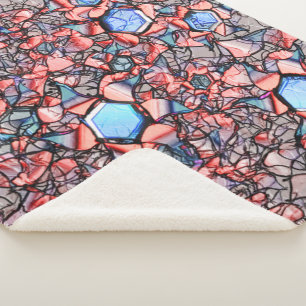 Couverture Sherpa Flor virtuel entalhada nas cores azul e salmão