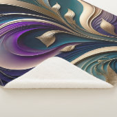 Couverture Sherpa Flora d'or - Flore Turquoise et violette profonde (3/4)