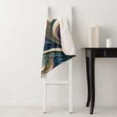 Couverture Sherpa Flora d'or - Flore Turquoise et violette profonde (En situation)