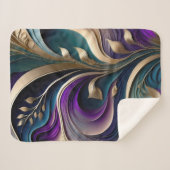 Couverture Sherpa Flora d'or - Flore Turquoise et violette profonde (Devant (Horizontal))