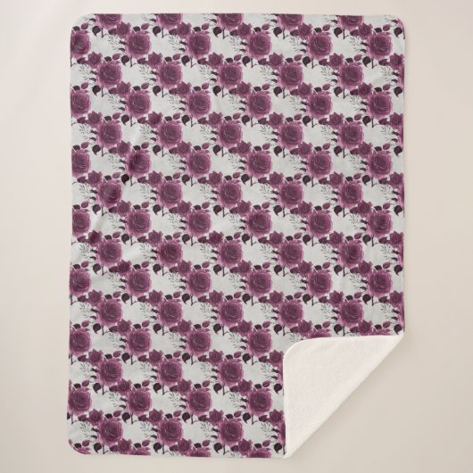 Couverture Sherpa Floral argenté de Bourgogne (Devant)