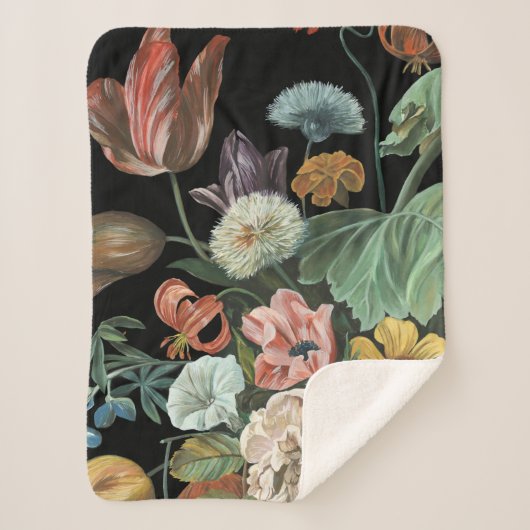 Couverture Sherpa Floral baroque - Bouquet de fleurs (Devant)