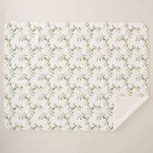 Couverture Sherpa Floral blanc romantique (Devant (Horizontal))