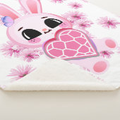 Couverture Sherpa Floral cute pink rabbit easter (3/4)