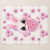 Couverture Sherpa Floral cute pink rabbit easter (Devant (Horizontal))