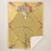 Couverture Sherpa Floral d'or avec nom Sherpa Blanket (Devant)