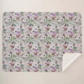 Couverture Sherpa Floral Flower Lupin Thistle Bird écossais Motif (Devant (Horizontal))