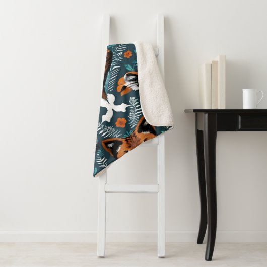 Couverture Sherpa "Floral Fox Mirage" (En situation)