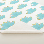 Couverture Sherpa Floral Lotus Aquarelle Mer Bleu & Faux Or (3/4)