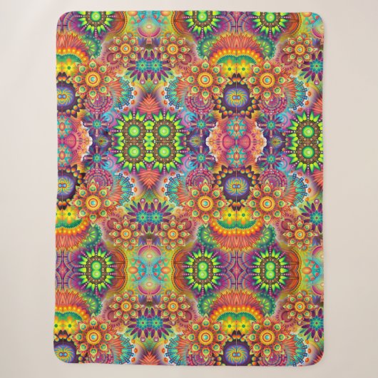 Couverture Sherpa Floral Mandala Collage psychédélique (Devant)