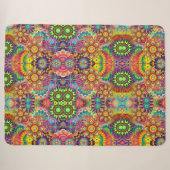 Couverture Sherpa Floral Mandala Collage psychédélique (Devant (Horizontal))