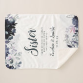 Couverture Sherpa Floral Nocturne à la citation coeur soeur (Devant (Horizontal))