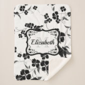 Couverture Sherpa Floral noir et blanc (Devant)