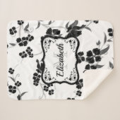 Couverture Sherpa Floral noir et blanc (Devant (Horizontal))