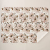 Couverture Sherpa Floral occidental rose Tan (Devant (Horizontal))