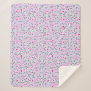Couverture Sherpa Floral pattern.05.FR.pink et Lgreen LPink BG