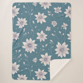 Couverture Sherpa Floral Pattern on Teal Background (Devant)