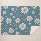 Couverture Sherpa Floral Pattern on Teal Background (Devant (Horizontal))