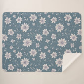 Couverture Sherpa Floral Pattern on Teal Background (Devant (Horizontal))