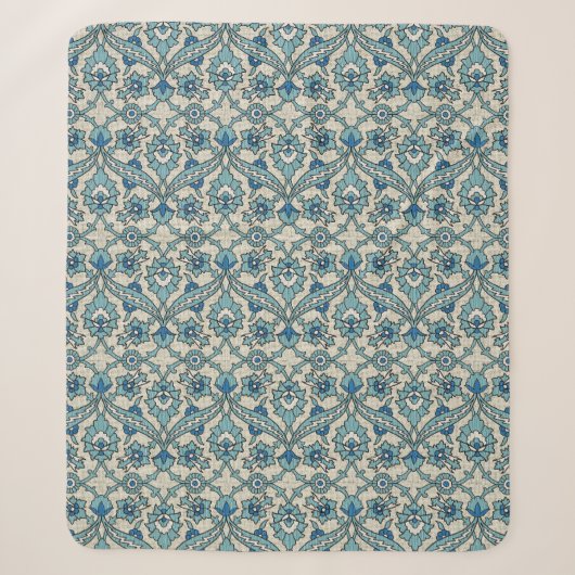 Couverture Sherpa Floral persan turquoise (Devant)