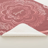 Couverture Sherpa Floral Pink Mandala on a Pink Background (3/4)