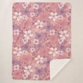 Couverture Sherpa Floral rose et violet pastel (Devant)