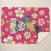 Couverture Sherpa Floral rose vif par Natalie Schorr (Devant (Horizontal))