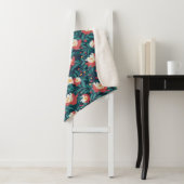 Couverture Sherpa Floral rouge et blanc (En situation)