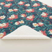 Couverture Sherpa Floral rouge et blanc (3/4)