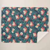 Couverture Sherpa Floral rouge et blanc (Devant (Horizontal))