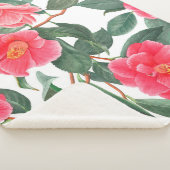 Couverture Sherpa Floral seamless pattern, red camellia flowers with (3/4)