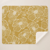 Couverture Sherpa Florale d'or monochrome : Abstrait sans fil (Devant (Horizontal))