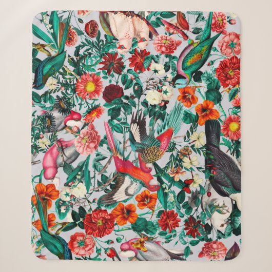 COUVERTURE SHERPA FLORALE ET OISEAUX XIV-II (Devant)