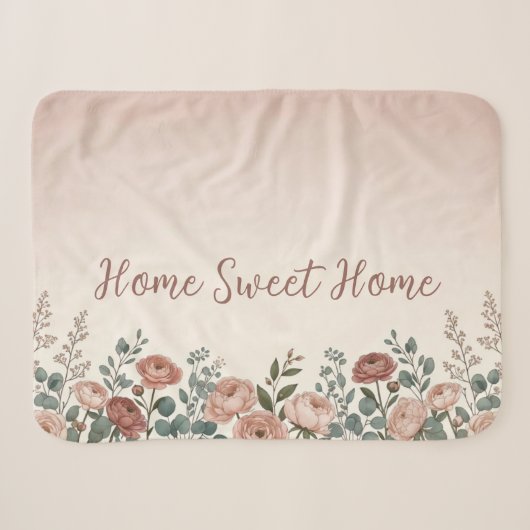 Couverture Sherpa Florale Home Sweet Home (Devant (Horizontal))