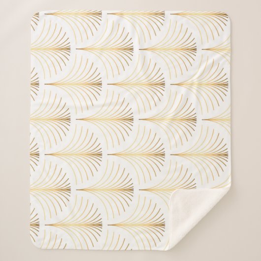 Couverture Sherpa Flore Art Déco : Elégance Dorée. (Devant)