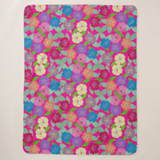 Couverture Sherpa Flore de géranium Blanche Sherpa
