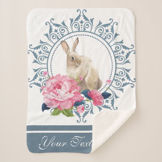 Couverture Sherpa Flore de lapin de Pâques personnalisée (Devant)
