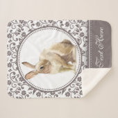 Couverture Sherpa Flore de lapin de Pâques personnalisée (Devant (Horizontal))