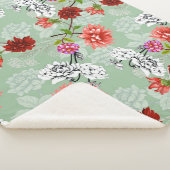 Couverture Sherpa Flore de printemps vert : main tirée (3/4)