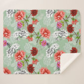 Couverture Sherpa Flore de printemps vert : main tirée (Devant (Horizontal))