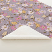 Couverture Sherpa Flore et oiseaux de traînée de Whimsical - Lavande (3/4)