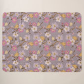 Couverture Sherpa Flore et oiseaux de traînée de Whimsical - Lavande (Devant (Horizontal))