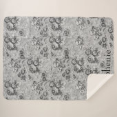 Couverture Sherpa Flore légère et grise foncée personnalisée (Devant (Horizontal))