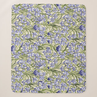 Couverture Sherpa Flore Motif Fleurs bleues
